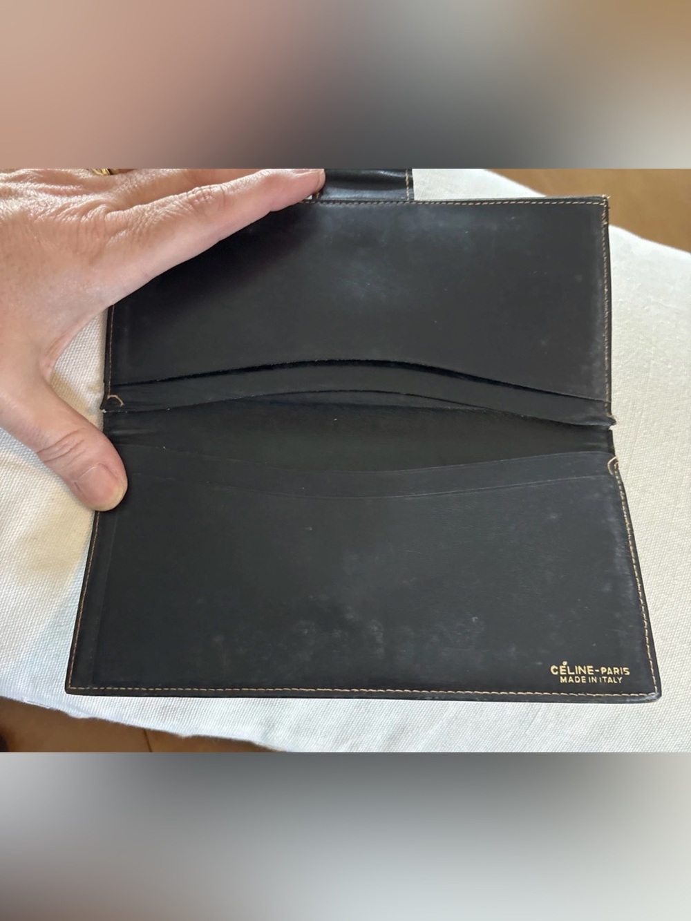 Celine Navy Blue Horse And Carriage Long Thin Wallet Canvas And Leather Vintage - Picture 6 of 15